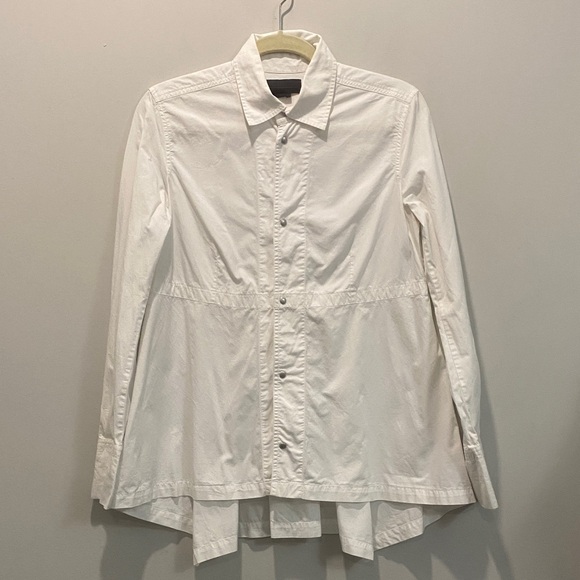 Diesel White Layered Peplum Shirt Snap Front Size medium - Picture 5 of 14